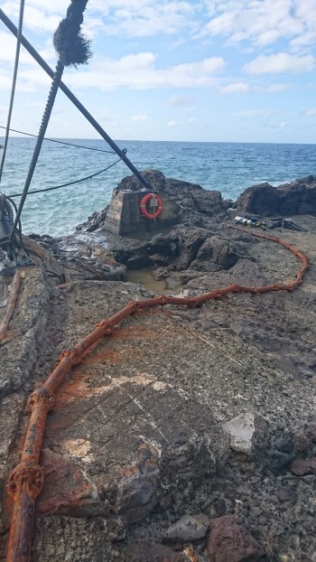 Protected shore cable at Fishing Rock