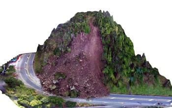 Three-dimensional model of the Ngaio Gorge landslide from across the valley (Will Ries / GNS Science)
