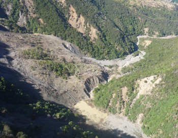 Linton dam breach looking downstream (photo: GNS Science)