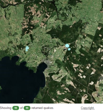 Location of earthquakes near Taupo today