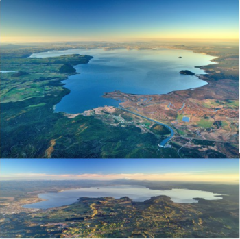 Aerial views of Taupo Volcano. Photo: D Townsend/GNS Science.