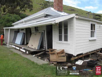 External damage to the cottage at Little Pigeon Bay