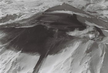 The summit of Mt Ruapehu after the 1969 eruption, note the lahar path