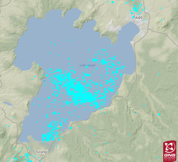 Over 1,100 shallow earthquakes (under 40km deep) located in and around Taupō during 2019. 