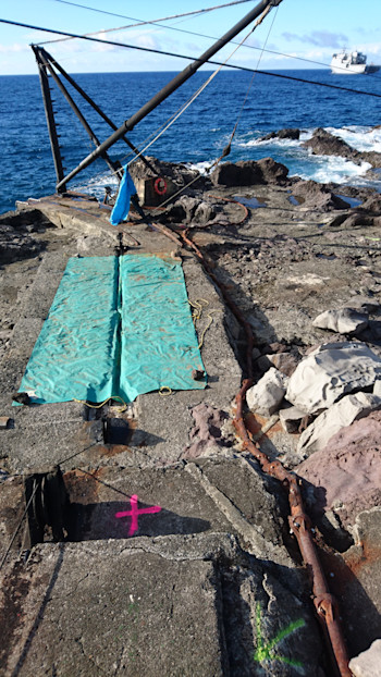 Installing the new armored cable at Fishing Rock