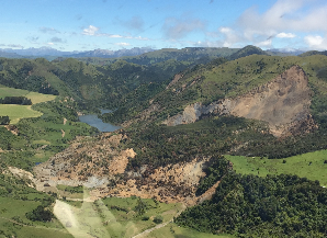 Landslide on the Leader River. Photo by S Dellow.