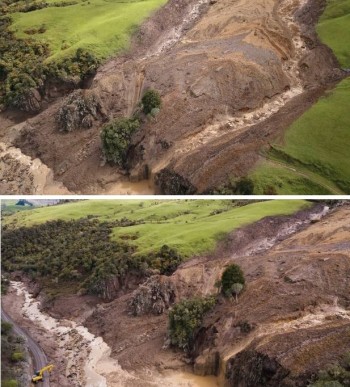 Mangaokewa River landslide, 19 September 2017.  Source: Christel Yardley/Stuff.