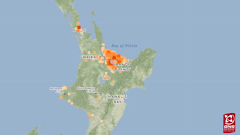 Map showing the felt reports for the largest event this morning 