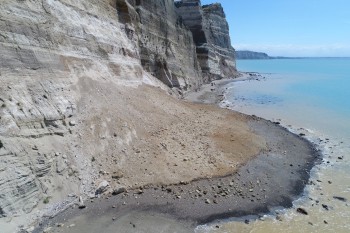 Close-up of cliff collapse at Cape Kidnappers - 23 January 2019
