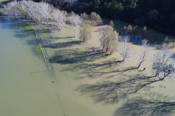 Flooding upstream from the landslide dam - Photo credit: Regine Morgenstern