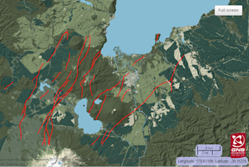 Map showing the location of known faults in the area