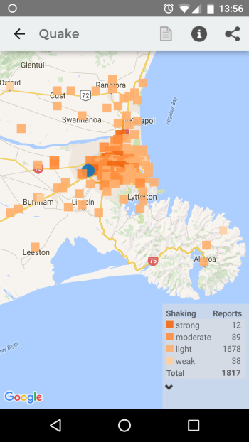 Normal vision of shaking reports from a recent Christchurch 4.1 quake.