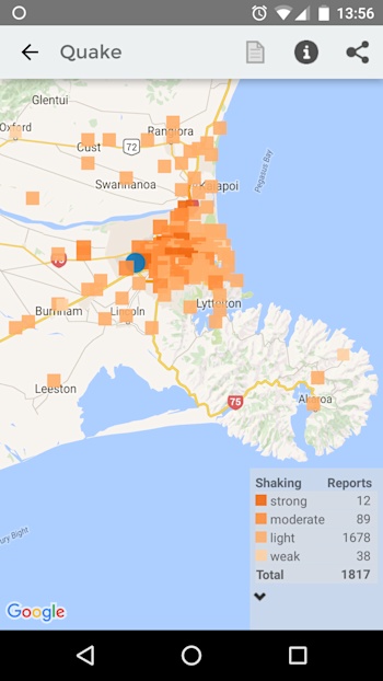 Normal vision of shaking reports from a recent Christchurch 4.1 quake.