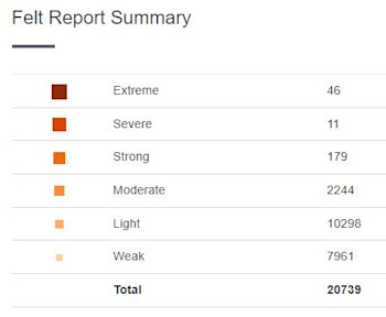 Felt reports received for the M5.6 earthquake