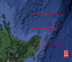 Area around East Cape that the aftershock forecast covers.