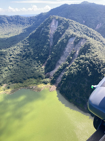 Figure 3. Landslides triggered on the crater rim of Blue Lake 