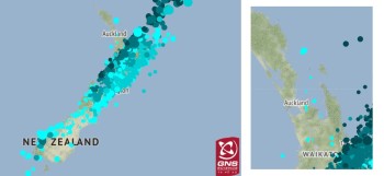 Maps showing 20 years of earthquakes in New Zealand and the Auckland region. 
