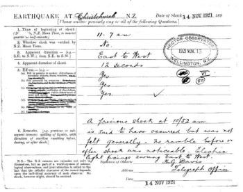 1921 Felt Report from Christchurch