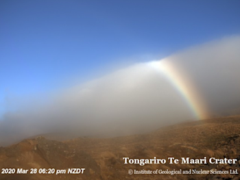 Our volcano cams often capture some stunning sights - recently our Te Maari (Tongariro) cam snapped this rainbow