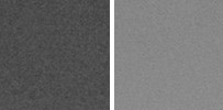 A 100 x 100 pixel portion of two night-time images taken by the Te Kaha camera. The left image is underexposed, the right has a more correct exposure.