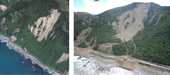 Before and after Gita at Half Moon Bay. (Source: Google Earth and GNS Science.)