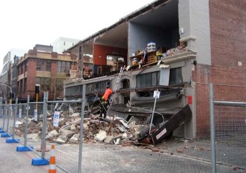 Damaged building on Worcester Street in central Christchurch