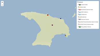 Raoul Island seismic and tsunami monitoring site locations