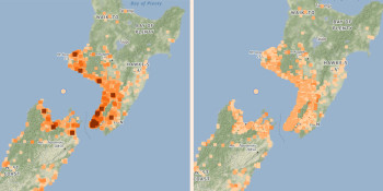 How the Shaking Map for the M5.6 earthquake looks currently (left) and how it would look from tomorrow (right)