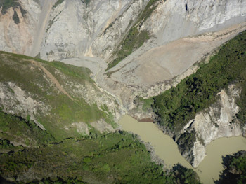 Conway dam breach looking downstream (photo: GNS Science)