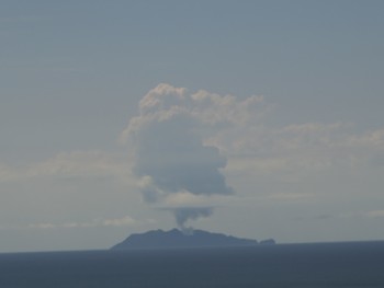 Figure 1: Large steam plume over Whakaari/White Island as seen from Whakatane on 5 March 2023. 