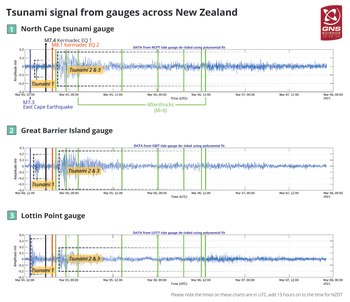 Tsunami signal from gauges across New Zealand