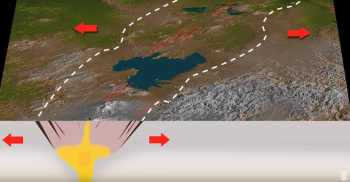 Graphic shows rift zone ‘wedge’ and some of the faultlines associated with this. There are many faults in this rift zone.