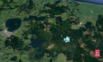 Map showing the location of the earthquake swarm south-west of Kawerau