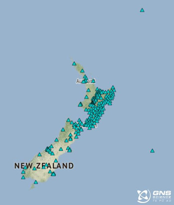 GeoNet GNSS Network Map