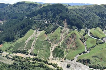 Scarred valleys where stormflows have ripped through and damaged property (Source: Tasman District Council).