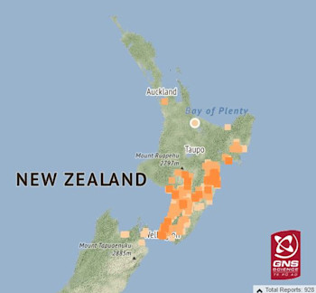 Felt report distribution for the M5.0 Oct 2019 earthquake