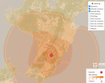 How the ground shaking looked for the earthquake with our new Shaking Layers tool