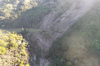 Kaiwhata River dam on 6 June 2019. Photo: Regine Morgenstern - GNS Science