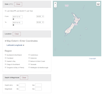 GeoNet Quake Search Tool