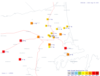 PGA readings from the Darfield earthquake
