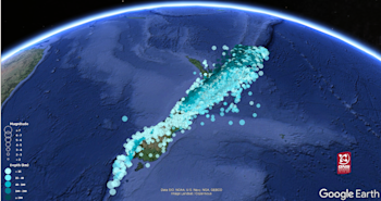 Earthquakes located by GeoNet in 2021