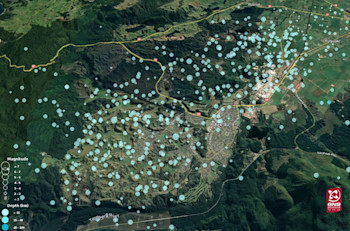 Earthquakes located in the area between Friday 17 March and Sunday 19 March.  