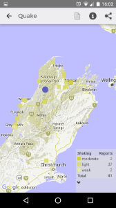 Deuteranopia view. The orange squares look green and blend in with map's forest areas.