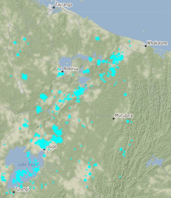 Earthquakes located in the Taupo Volcanic Zone during 2020, less than 20 km deep.