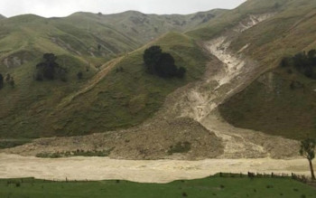 Debris flow at Martinborough Station, 14 July (photo: James Bruce)