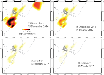 Kaikoura slip timeslices