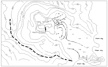Figure 3. Contour plot of height change (mm) between 12 January and 30 April 1999.