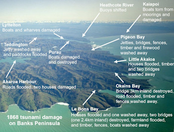 1868 tsunami damage on Banks Peninsula. Photo source: Lloyd Homer/GNS Science.