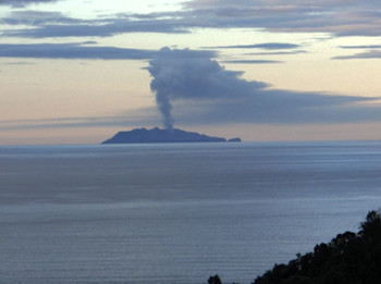 Steam and gas plume above White Island/Whakaari on Nov 7, 7.30 pm NZDT