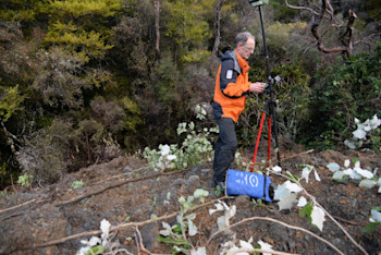 One of our team setting up the GPS base station - Photo credit: Brenda Rosser